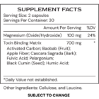 BindGenic - supplement facts - subject to change