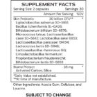 Derma µBiomic - supplement facts - subject to change