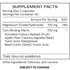 BindGenic - supplement facts - K23 subject to change
