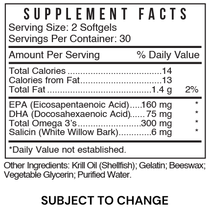 RPM Omega - supplement facts - G23 - subject to change