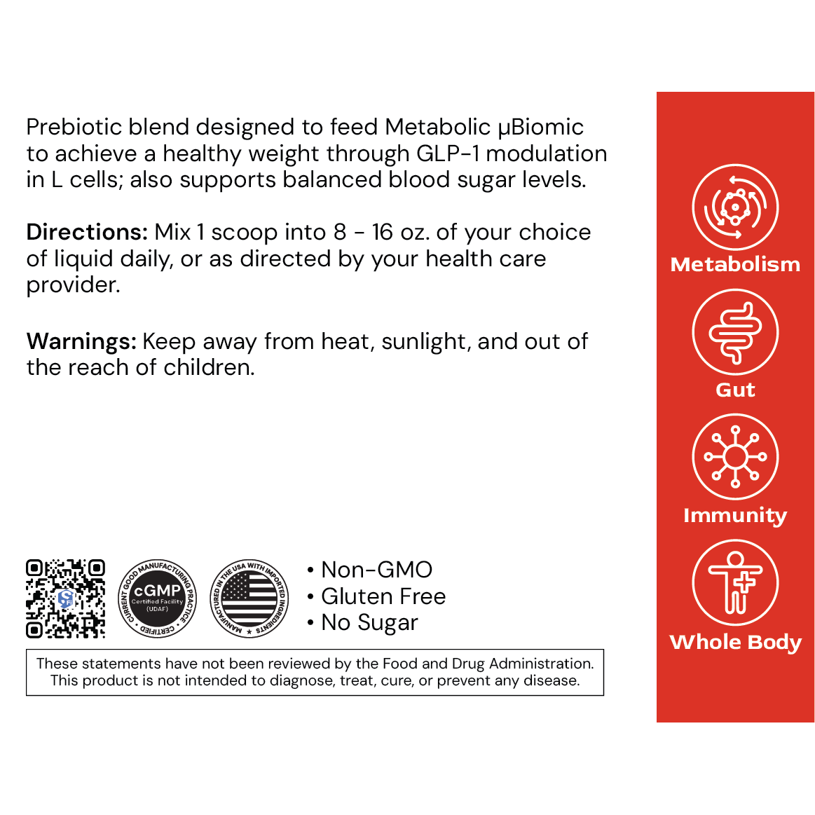 Metabolic Superfood - label info - G/26A